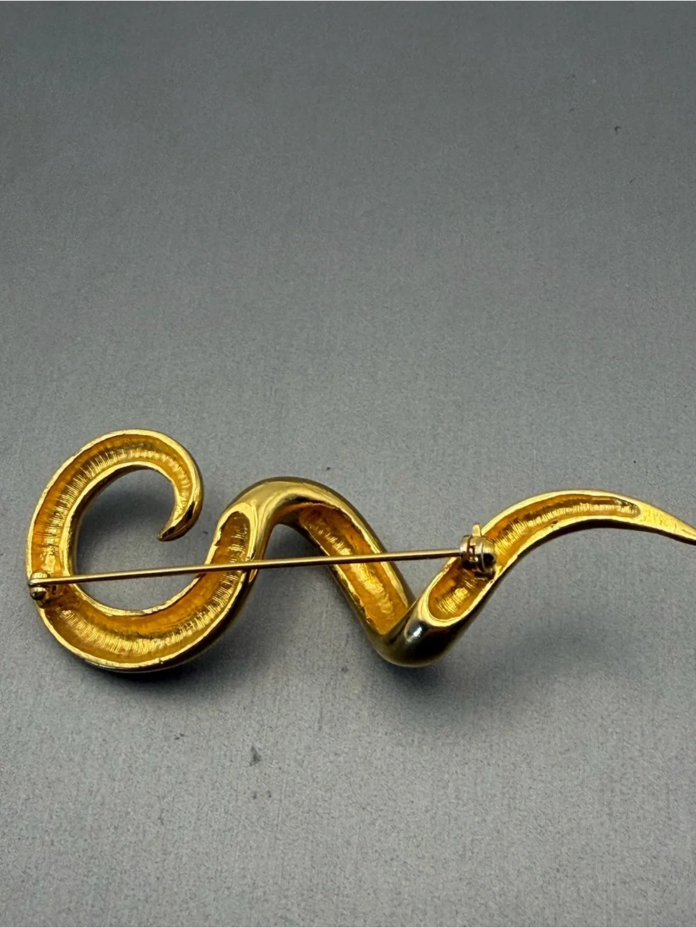 Gold-tone Serpent Abstract Brooch Pin